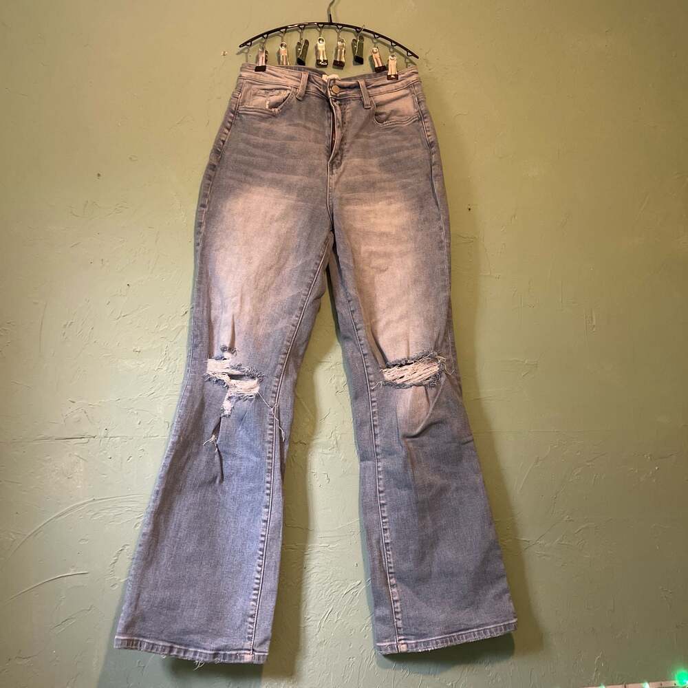 Flying Monkey F4547 Distressed High Rise Flare Jeans Size 29